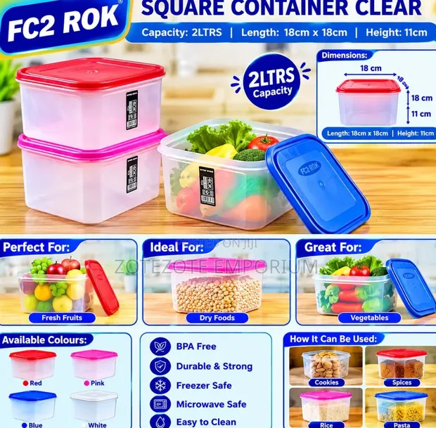 Rok 2L Square Plastic Container - 1