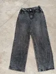 Ladies Mummy Jeans - Gray Wide-Leg - 1