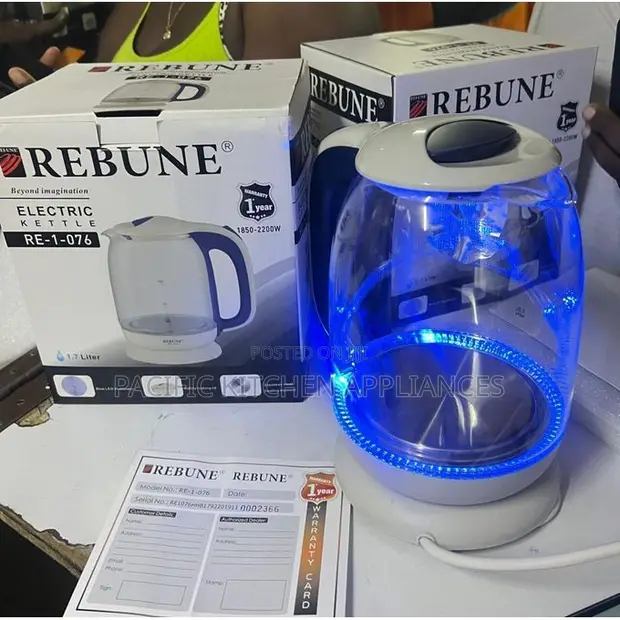Rebune 1.7L Illuminating Automatic Glass Electric Kettle - 1