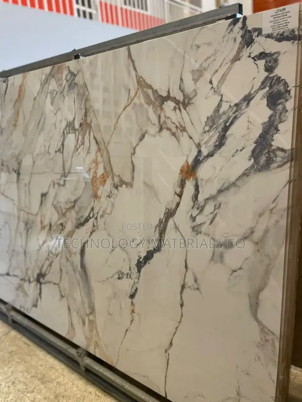 Calacatta Marble-Look Sintered Stone Slab - 1