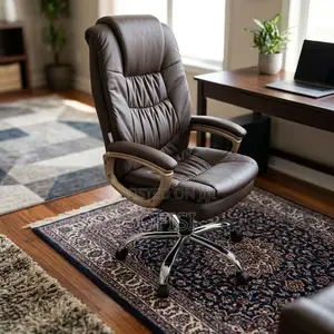 Kiti cha Ofisi cha Mtendaji - Brown High-Back Leather
