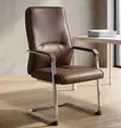 Kiti cha Brown Leather Cantilever cha Mapokezi - Kiti cha Kisasa cha Wageni - 1
