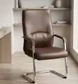 Kiti cha Brown Leather Cantilever cha Mapokezi - Kiti cha Kisasa cha Wageni - 2