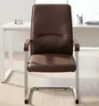 Kiti cha Brown Leather Cantilever cha Mapokezi - Kiti cha Kisasa cha Wageni - 3