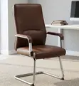 Kiti cha Brown Leather Cantilever cha Mapokezi - Kiti cha Kisasa cha Wageni - 5