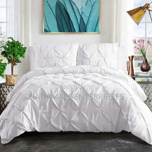 Pinch Pleat Cross Pintuck Duvet Cover Set - 1