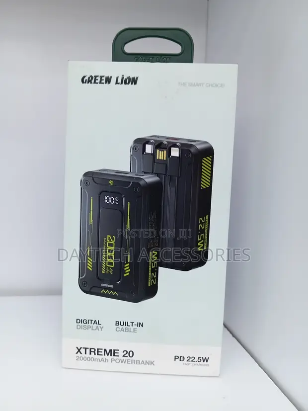 Green Lion Xtreme 20 Power Bank (20000mAh, 22.5W PD) - Black - 1