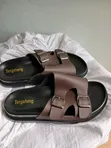 Double Buckle Leather Sandals - 3