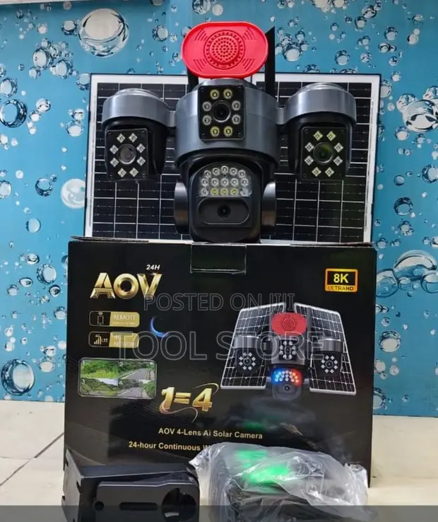 AOV 4-Lens AI 4G Solar Security Camera with Siren - 1