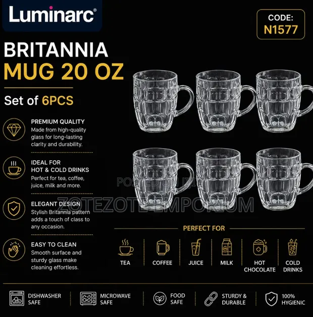 Luminarc Britannia Beer Mugs (Set of 2) - 1