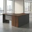 1.4M Curved Imported Brown Desk with Storage - 1
