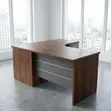 1.4M Curved Imported Brown Desk with Storage - 2
