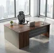 1.4M Curved Imported Brown Desk with Storage - 4