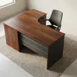 1.4M Curved Imported Brown Desk with Storage - 5