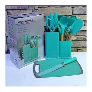 Seti ya Vifaa vya Jikoni vya Silicone 19-Piece na Vifundo vya Mbao