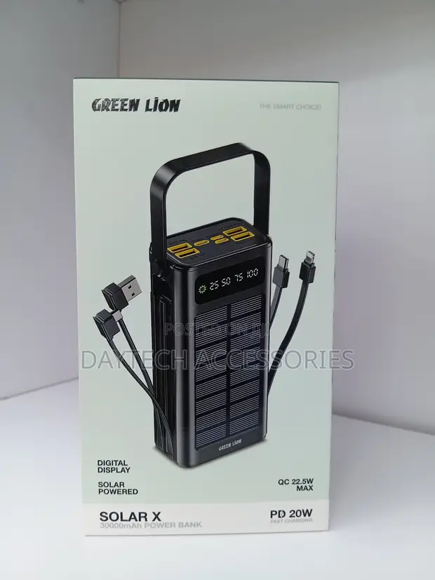 Green Lion Solar X 30000mAh PD Power Bank 20W - Black - 1