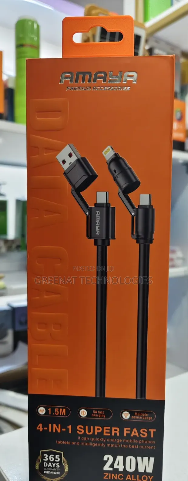 Amaya 4-in-1 240W 5A Super Fast Charging Cable (ACD-350) 1.5M - 1