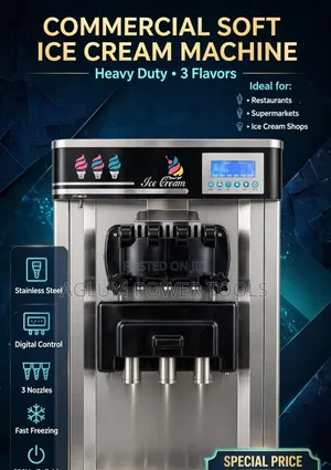 Commercial Ice Cream Machine with 3 Taps