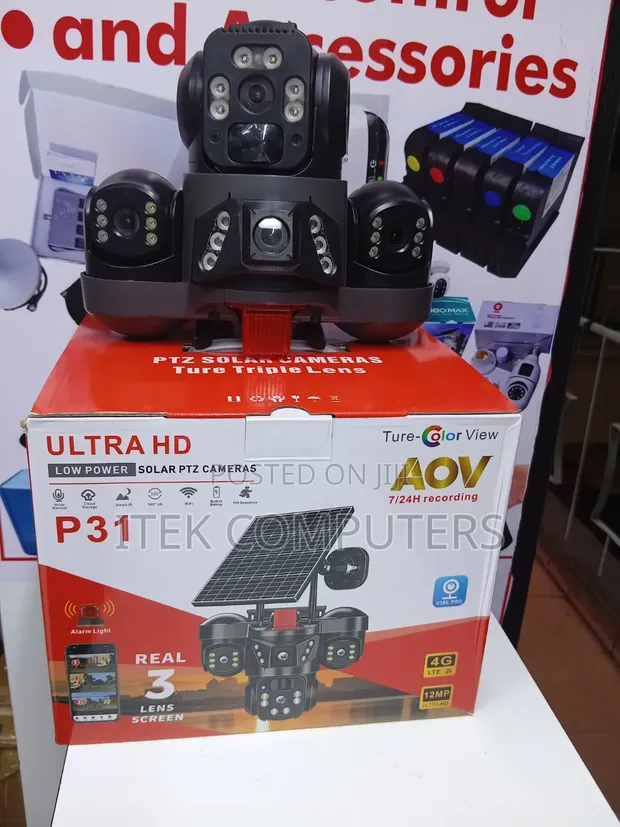 4G Triple Lens Outdoor CCTV Camera with Alarm - 1