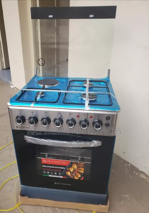 Skywood 50x55cm 3+1 Gas Burner Standing Cooker with Electric Oven & Timer - 1