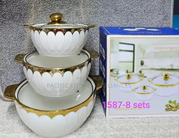 Classy 3-Piece Ceramic Soup Pot Set - 1