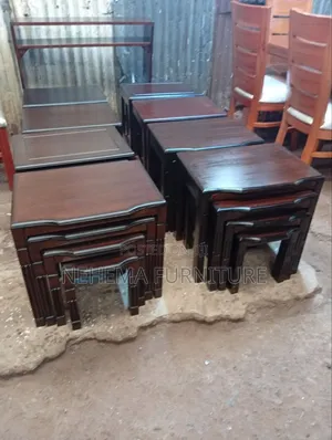 Dining Table with Nesting Stools