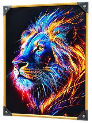 Stunning Neon Lion Canvas Wall Art Painting (61x81 Cm) - Brand New