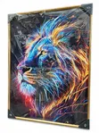 Stunning Neon Lion Canvas Wall Art Painting (61x81 Cm) - Brand New - 2
