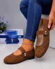 Quality Square Toe Mary Jane Low Flats - Black Suede - 1