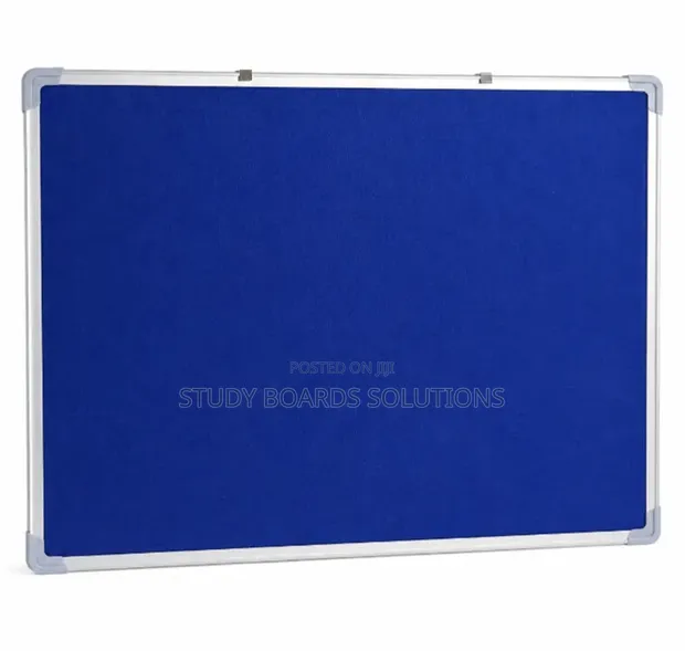 Wall-Mounted Blue Felt Notice Board 3ft x 2ft - 1