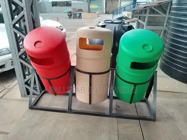 3 x 90L Heavy Duty Waste Bins - 1