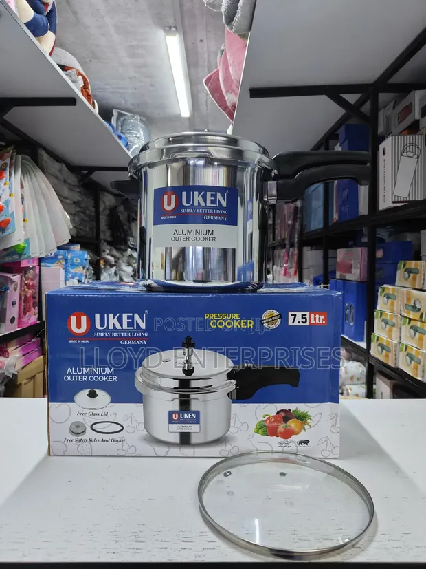Uken 7.5L Aluminium Pressure Cooker with Glass Lid - 1