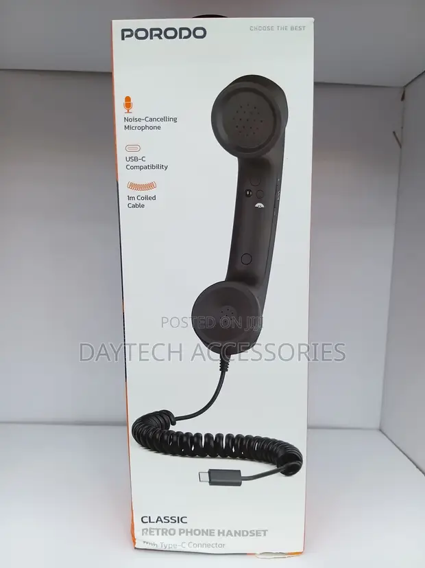 Porodo Classic Retro Simu Handset yenye Type-C Connector - 1