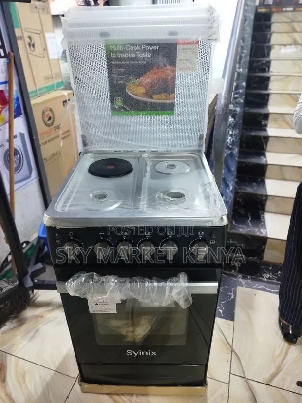 Syinix Standing Cooker 50x55cm: 3 Gas + 1 Electric - 1