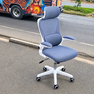 Premium Ergonomic Office Chair with Headrest - Grey & White