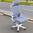Premium Ergonomic Office Chair with Headrest - Grey & White - 2
