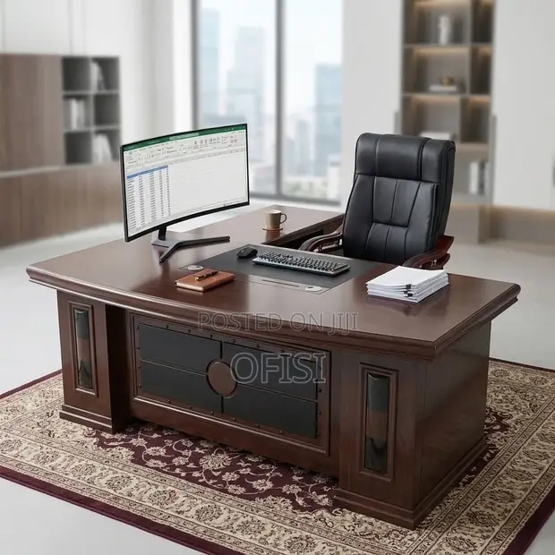 1800mm Mahogany Executive Office Desk - 1