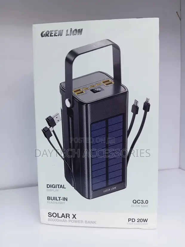 Green Lion 80000mAh Solar Power Bank PD 20W - 1