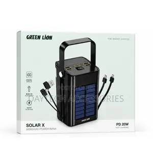 Green Lion Solar X 80,000mAh Power Bank with Cables & Flashlight