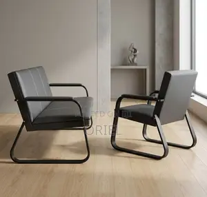 Ofisi Lobby Sofa ya Ngozi Nyeusi ya Viti 5