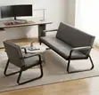 Ofisi Lobby Sofa ya Ngozi Nyeusi ya Viti 5 - 3