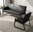 Ofisi Lobby Sofa ya Ngozi Nyeusi ya Viti 5 - 5