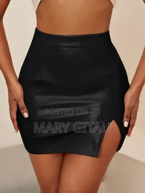 Sketi Nyeusi ya Ngozi na Mpindo wa Kando