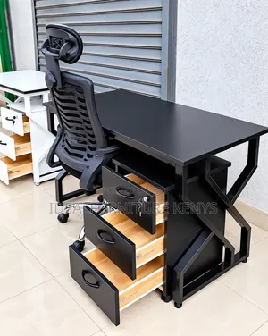 Modern Executive Office Desk with 3 Drawers & Ergonomic Chair