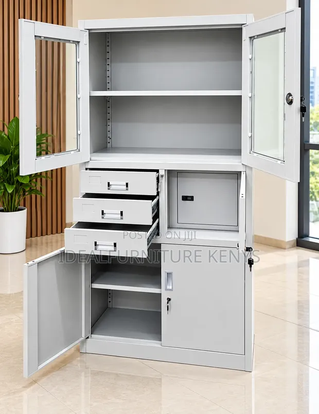 Heavy-Duty Steel Office Storage Cabinet with Drawers & Safe - 1