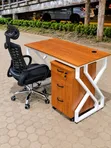 Modern Executive Office Desk with 3 Drawers & Ergonomic Chair - 1