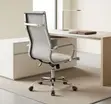 Kiti cha Ofisi cha Kitambaa cha Kijivu chenye Mgongo Mrefu - 2