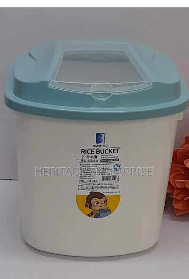 10kg Bakuli la Kuhifadhia Wali/Nafaka na Kikombe cha Kupimia - 1