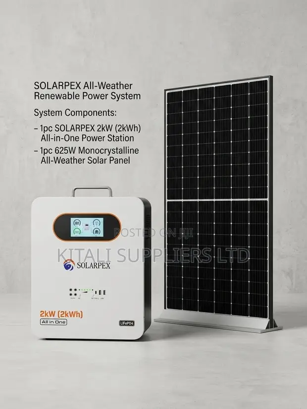 SOLARPEX 2kW Power Station Yote-kwa-Moja na 625W Solar Panel - 1
