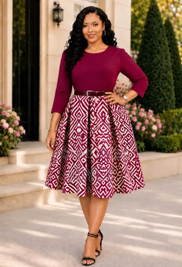 Box Pleats Skater Dress - 1